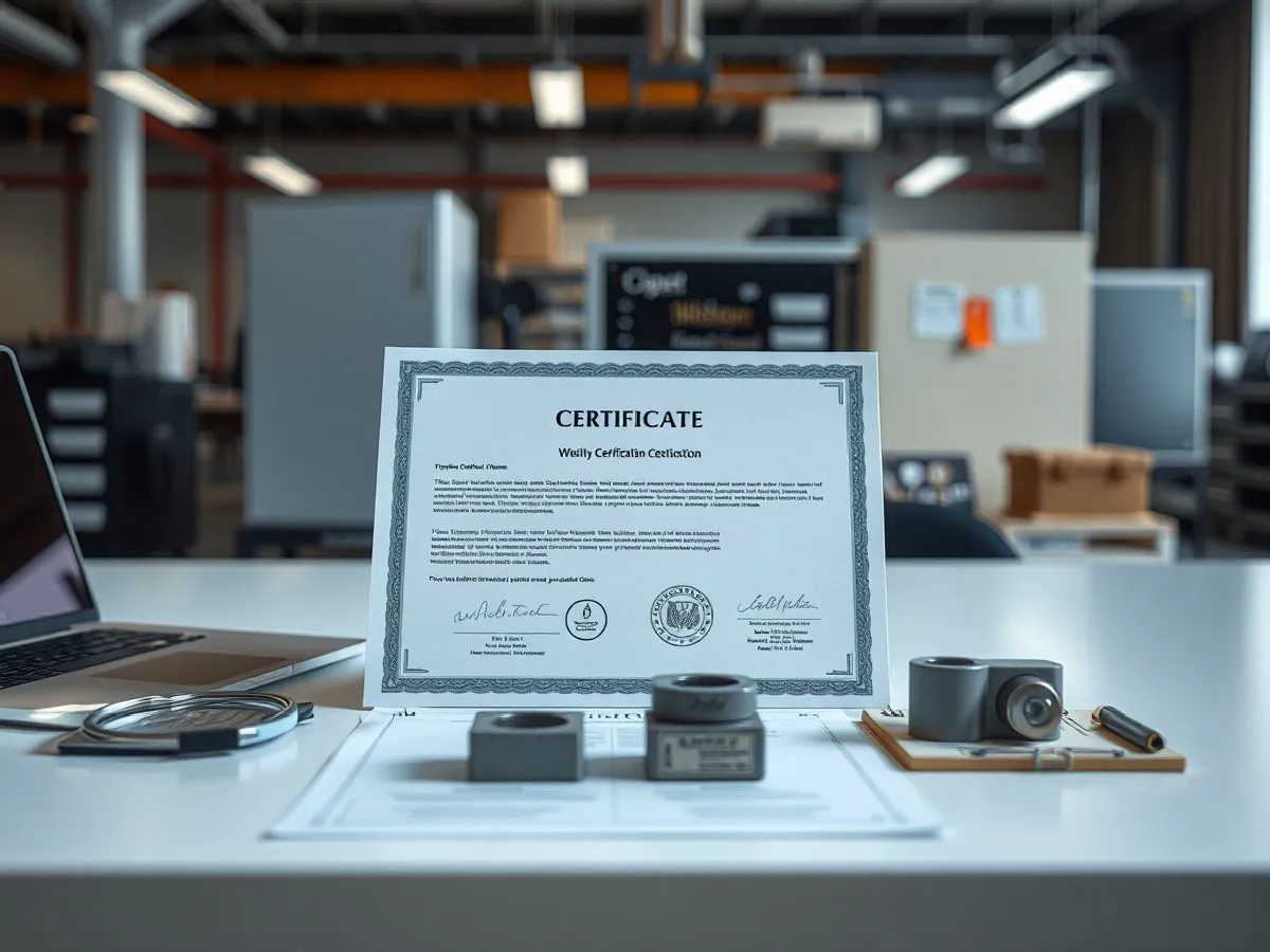 ISO 9001质量管理体系认证证书与办公场景